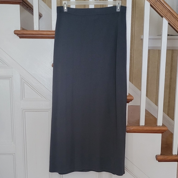 EILEEN FISHER Jersey Knit Stretch Straight Grey Skirt Size Large - Picture 3 of 5